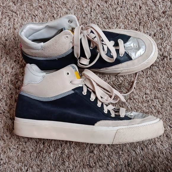Rag & Bones RB Army High Suede Sneakers In Navy Combo Size 41 - Picture 2 of 8